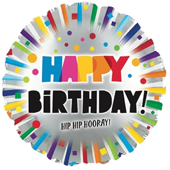 Picture of 17" 2-Sided Foil Balloon: Happy Birthday Happy Colors