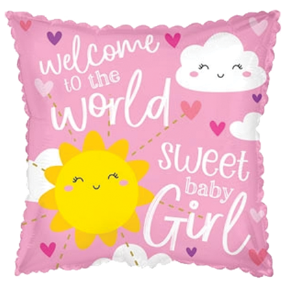 Picture of 17" 2-Sided Foil Balloon: Welcome Sweet Baby Girl