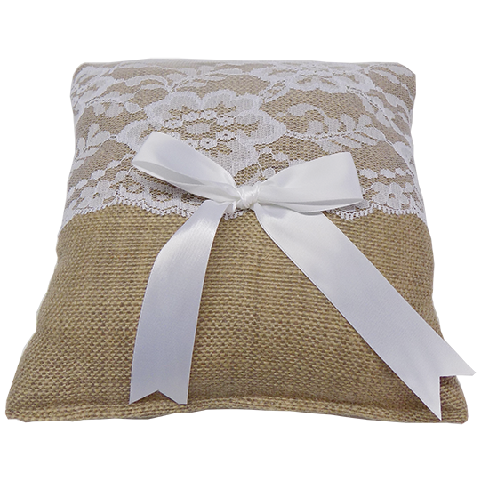 Picture of Burlap Square Pillow with Lace Edge