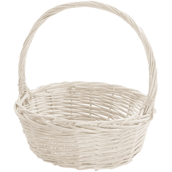 Picture of Round Willow W/Handle 13" White Painted