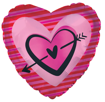 Picture of 17" 2-Sided Foil Balloon: Arrow in Pink Heart