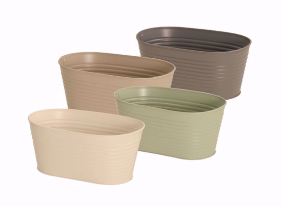 Picture of 4 Asst Earth Tone Ribbed Oval Planter 8"