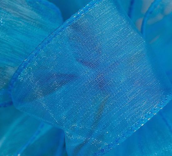 Picture of #9 Deluxe Sheer Wired Ribbon - Turquoise