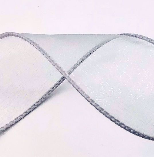 Picture of #9 Deluxe Sheer Wired Ribbon-Ice Gray