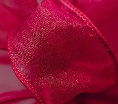 Picture of #9 Deluxe Sheer Wired Ribbon - Madam Red Rose