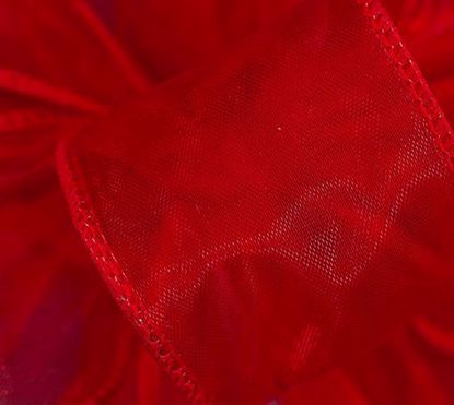 Picture of #9 Deluxe Sheer Wired Ribbon - Red