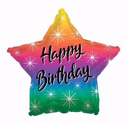 Picture of 17" 2-Sided Foil Balloon: Happy Birthday Rainbow Star
