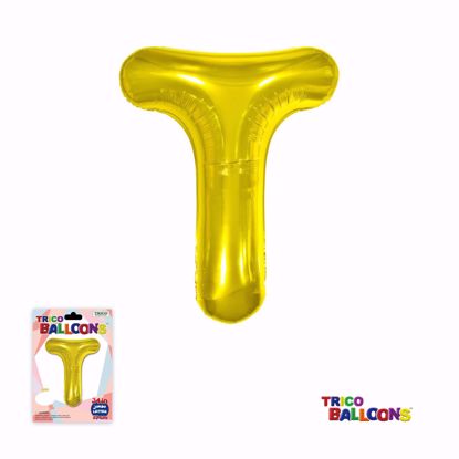 Picture of 34" Mylar Foil Balloon Gold-T