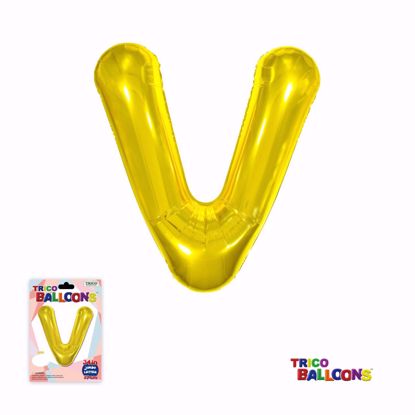 Picture of 34" Mylar Foil Balloon Gold-V