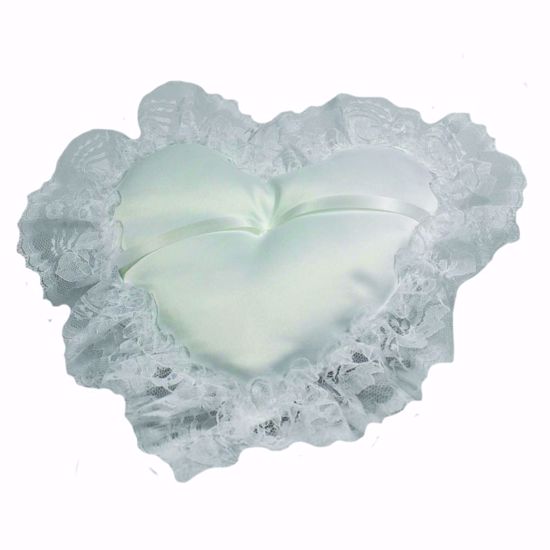 Picture of Oversized White Satin Heart With Lace Edge