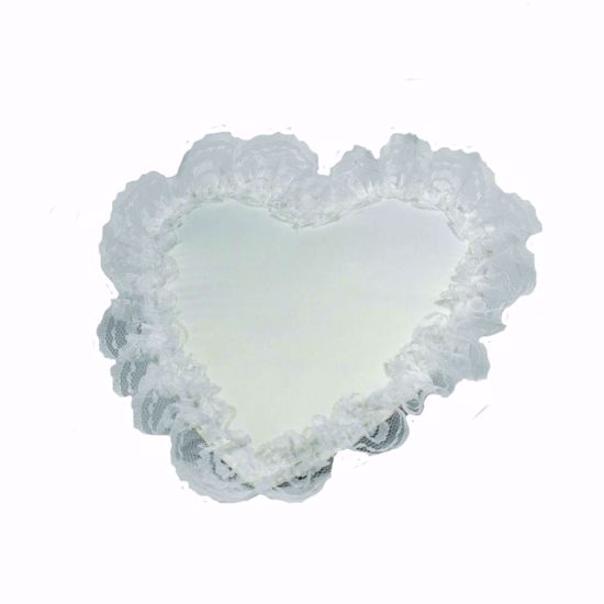 Picture of White Satin Heart With Sheer Organza Trim