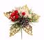 Picture of 8" Red White Gold Ball Berry Cone Pick