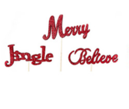 Picture of Assorted Christmas Glitter Picks Red