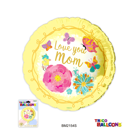 Picture of 18" 2 Sided Foil Mylar Balloon-Love You Mom
