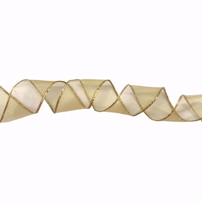 Picture of #9 Wired Edge Ribbon Gold Sheer Essence