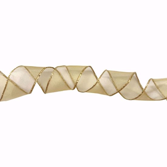 Picture of #9 Wired Edge Ribbon Gold Sheer Essence