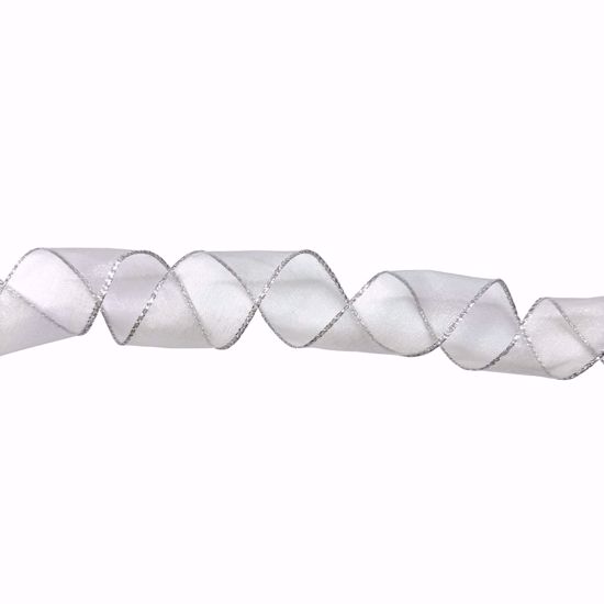 Picture of #9 Wired Edge Ribbon Silver Sheer Essence