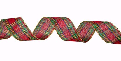Picture of #9 Wired Edge Ribbon Traditional Plaid