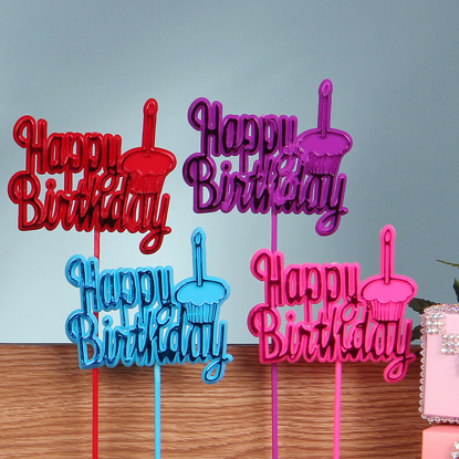 Picture of 4 Asst Happy Birthday/Cupcake Candle