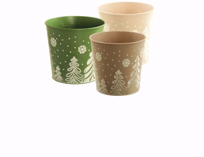 Picture of 3 Asst Snowy Pine Tree Pot Cover 4"