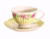 Picture of Pink Floral & Green Stripe Teacup/Saucer