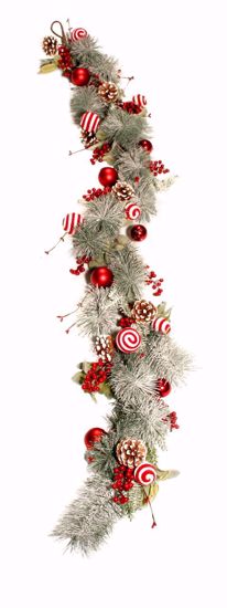 Picture of 5' Plastic Pine Garland W/Pine Cone/Ball/Berry Ornament