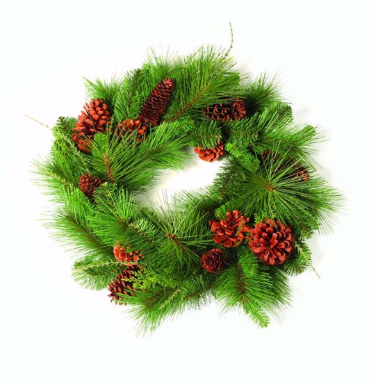 Picture of 20" Greenery Mix Pine W/Cones Wreath