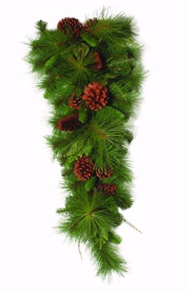 Picture of 32" Greenery Mix Pine W/Cones Tear Drop