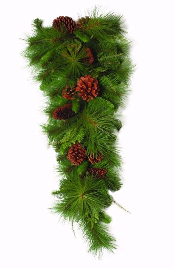 Picture of 32" Greenery Mix Pine W/Cones Tear Drop