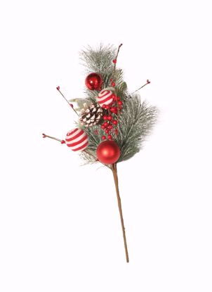 Picture of 19.5" Plastic Pine Pick W/Pine Cone/Ball/Berry Ornament