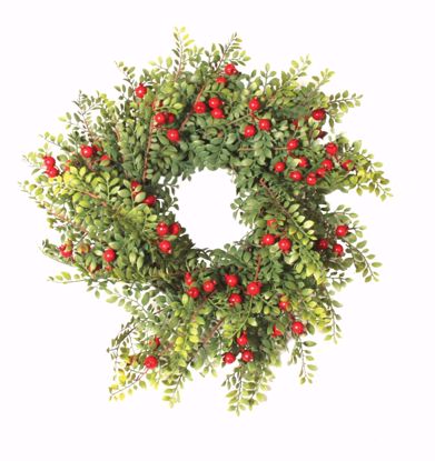 Picture of 28" Styrofoam Iced Pomegranate/berry w/Pine Wreath