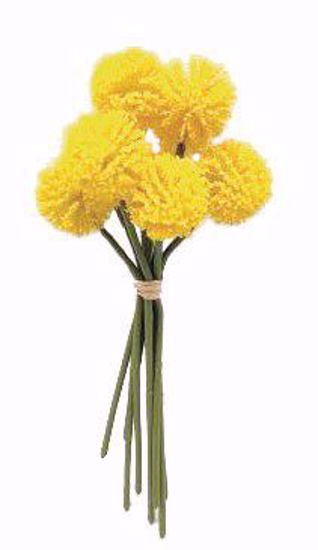 Picture of 10.25" Yellow Craspedia Bundle W/Raffia x9