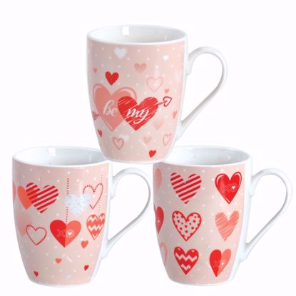 Picture of 3 ASST PINK W/RED HEARTS VALENTINE MUG 12oz
