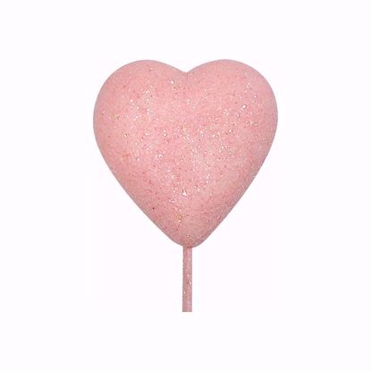 Picture of Pink Glitter Heart Pick 40mm