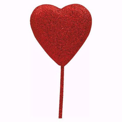 Picture of Red Glitter Heart Pick 55mm