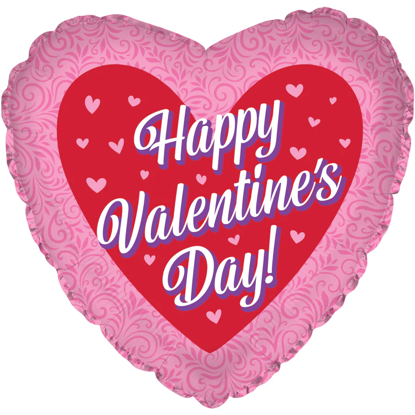 Picture of 17" 2-Sided Foil Balloon: Pink Swirl Heart
