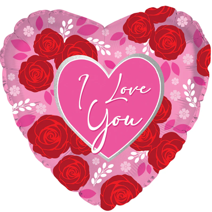 Picture of 17" 2-Sided Foil Balloon: I Love You Heart Floral