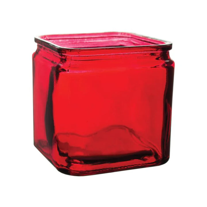 Picture of 5" Square Glass Vase  - Ruby