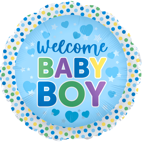 Picture of 17" 2-Sided Foil Balloon: Welcome Baby Boy