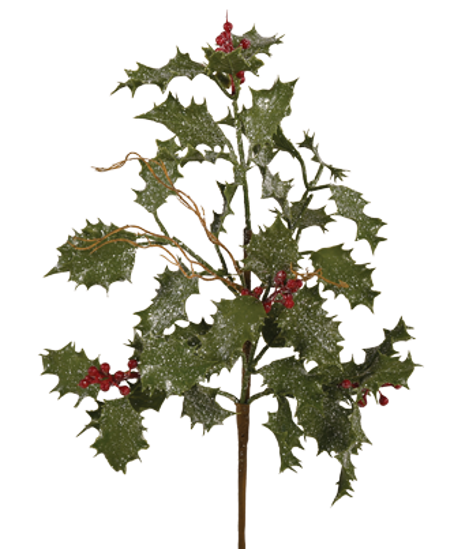 Picture of 18" Real Touch PVC Holly W/Glitter Berries Twig Pick