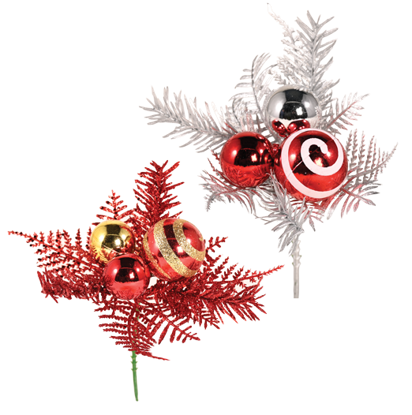 Picture of 2 Asst PVC Pine Pick W/Ball Ornament