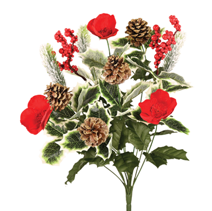 Picture of 20.5" Velvet Rose Berry Pine Cone Bush x 12