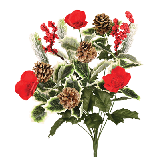 Picture of 20.5" Velvet Rose Berry Pine Cone Bush x 12