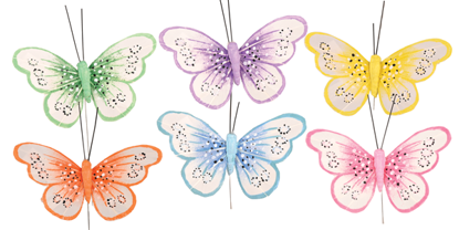 Picture of 6 Asst Pastel Butterfly Pick