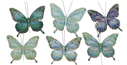 Picture of 6 Asst Icy Teal Butterfly Pick