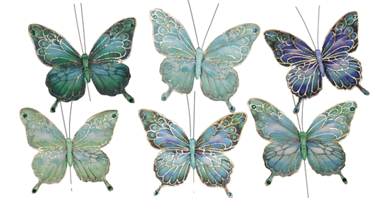 Picture of 6 Asst Icy Teal Butterfly Pick