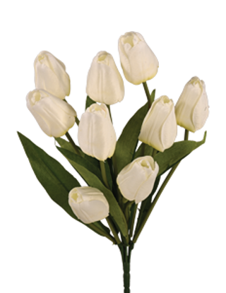 Picture of 17.5" Satin Tulip Bush x 9 - White