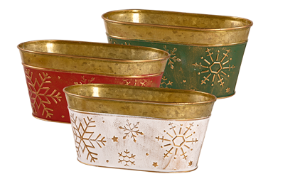 Picture of 3 Asst Snowflake Oval Planter 8.5"