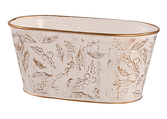 Picture of Gold Holly Berry Oval Planter 8.5"