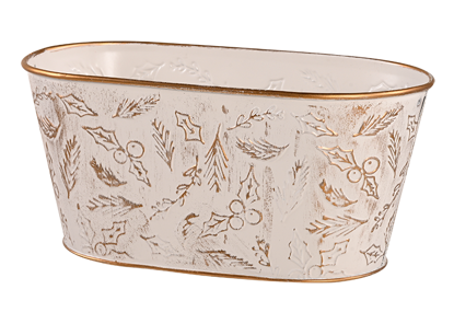 Picture of Gold Holly Berry Oval Planter 12.5"